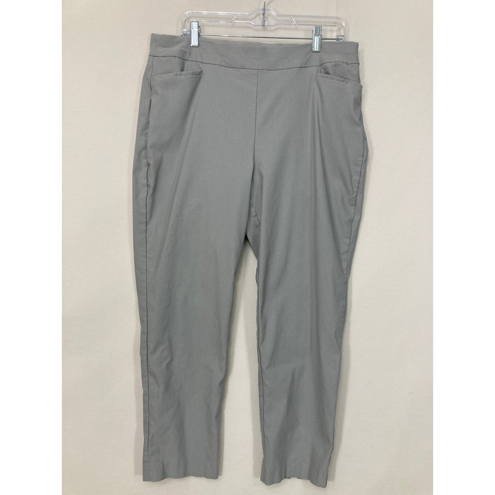 Chico's Pull-On Ankle Pants Size 16 Grey Stretch Tapered Career‎ Trouser